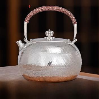 銀器時代拉新價純手工銀壺茶具一張打足銀999燒水壺家用茶道泡茶