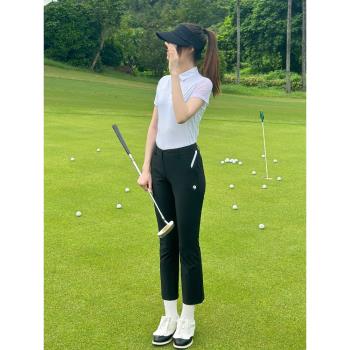 2023新款高爾夫服裝女韓版夏季防曬速干t恤短袖上衣彈力顯瘦褲子