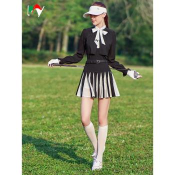 MY韓國高爾夫服裝套裝速乾透氣防曬衣高階GOLF衣服時尚運動百褶裙