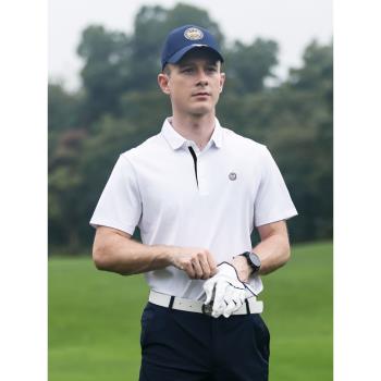 PGA高爾夫男裝短袖t恤新款GOLF服裝透氣速幹男運動上衣翻領POLO衫
