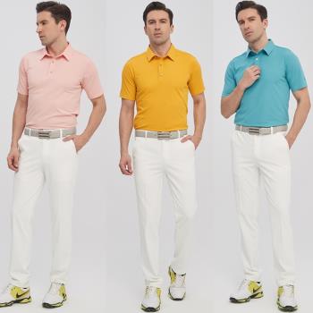 高爾夫短袖男裝T恤凈色翻領速干運動polo衫夏季golf服裝男上衣
