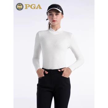 美國PGA 秋冬高爾夫服裝女士長袖T恤 柔軟彈力百搭golf運動打底衫