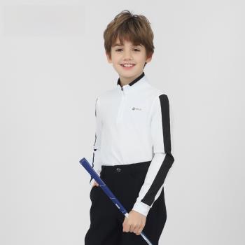 2023美國PGA 青少年高爾夫長袖T恤 男童上衣服裝立領春秋季兒童裝