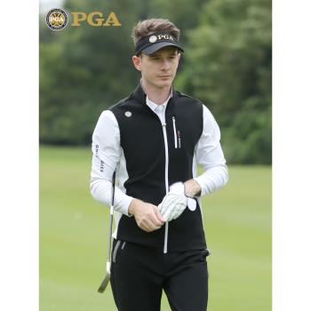 美國PGA 高爾夫馬甲 男士輕便保暖外套 吸光發熱內里 拼色設計