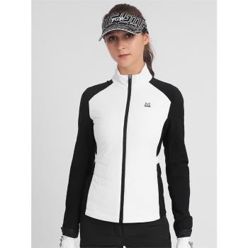高爾夫女裝秋冬款風衣夾棉保曖上衣golf服裝外套時尚拼色顯瘦夾克