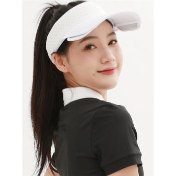 高爾夫帽子女遮陽無頂加寬可調節防紫外線戶外空頂golf球帽子