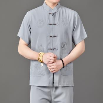 Blended business summer new mens Tai Chi casual set with Ch
