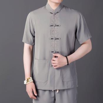 Summer New Tang Style Mens Casual Middle and Elderly Father