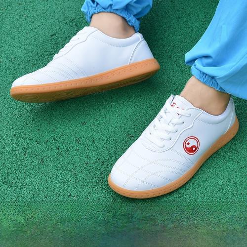 陳家溝太極鞋女加厚牛筋底真皮男軟牛皮晨練武術太極拳練功比賽鞋