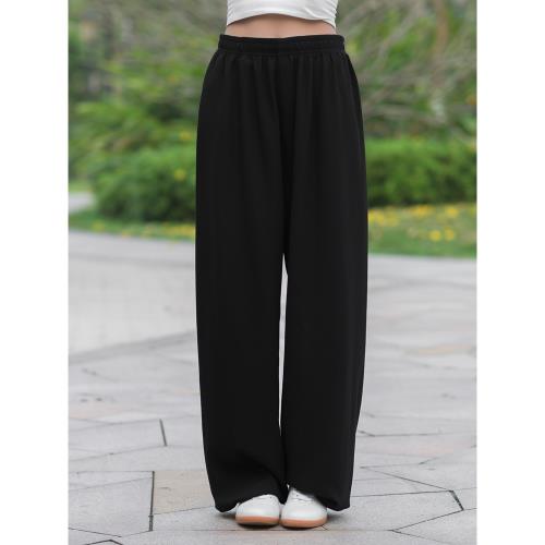 太極褲男女燈籠褲棉加絲黑色武術褲大碼練功褲夏季寬松防蚊褲側袋