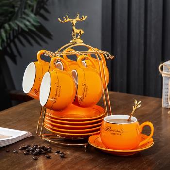 歐式咖啡杯套裝 家用簡約陶瓷杯英式下午茶杯茶具歐式茶具6杯碟
