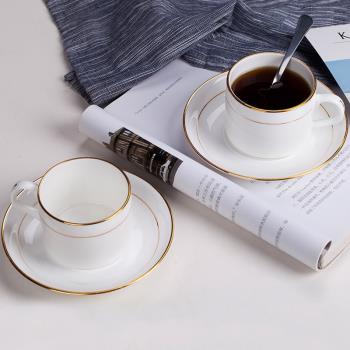 骨瓷咖啡杯歐式小奢華簡約家用陶瓷咖啡杯碟套裝純白描金下午茶具
