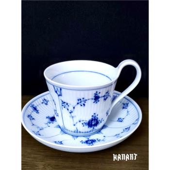 丹麥原產Royal Copenhagen皇家哥本哈根手繪平邊唐草茶杯碟咖啡杯