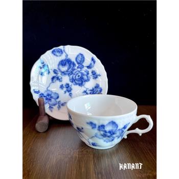 義大利Richard Ginori 理查德·基諾理手繪青花玫瑰咖啡杯茶杯
