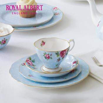 RoyalAlbert皇家阿爾伯特波爾卡藍玫瑰骨瓷咖啡杯馬克茶杯碟茶壺
