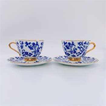 legle 進口青花陶瓷咖啡杯碟歐式宮廷風英式下午茶杯輕奢對杯禮盒