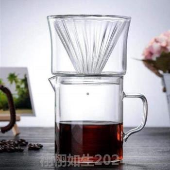 漏斗新款濾杯咖啡玻璃條紋咖啡雙層耐熱供應_滴漏式咖啡壺玻璃