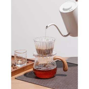 泰摩 日式錘目咖啡品杯 耐熱玻璃錘紋分享壺 手沖套裝公道杯茶杯