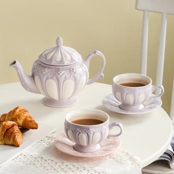 歐式風咖啡杯英式水壺套裝浮雕水杯下午茶具宮廷風杯子復古風茶杯