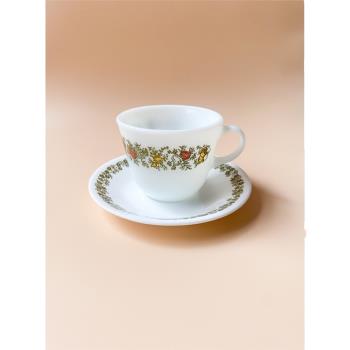 中古器具 | 美國奶玻璃Pyrex Corning康寧香料植物咖啡杯碟茶杯