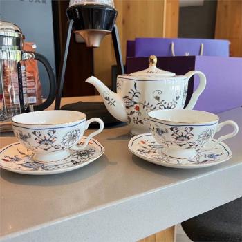 德國Meissen手工陶瓷下午茶組合套裝 骨瓷茶壺咖啡杯碟餐盤點心盤