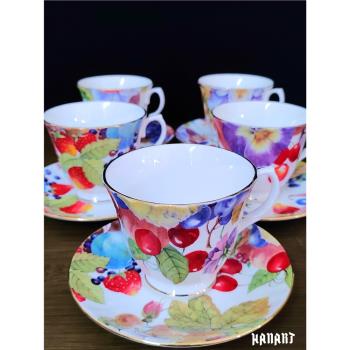 英國皇家金士頓Royal Kingston Vintage骨瓷咖啡杯茶杯碟花果系列