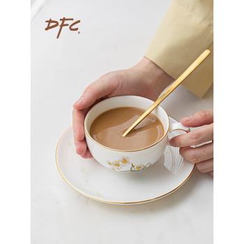DFC五洲御瓷 咖啡杯套裝水仙花描金高端中式茶杯托盤咖啡杯碟