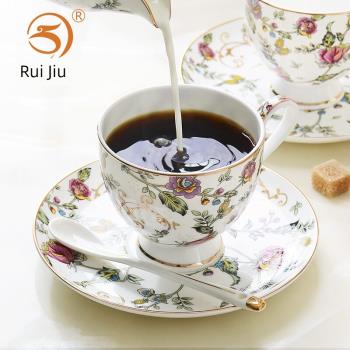 骨瓷金邊咖啡杯碟單個歐式牛奶早餐杯碟套裝英式花茶下午茶茶具