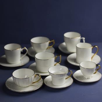 唐山歐式描金骨瓷咖啡杯碟套裝酒店下午茶陶瓷咖啡杯碟印制LOGO