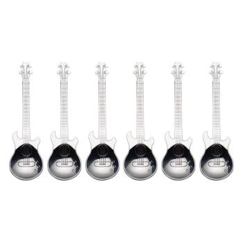 6 Pc Stainless Steel Coffee Spoons Creative Guitar Teaspoons