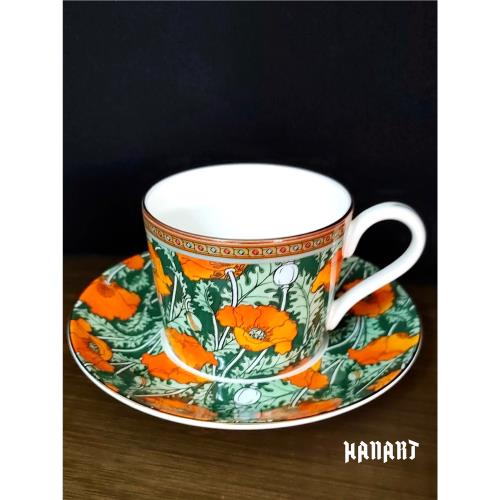 英國皇家雅頓Royal Arden骨瓷橘色橙色花卉咖啡杯 下午茶杯碟英式