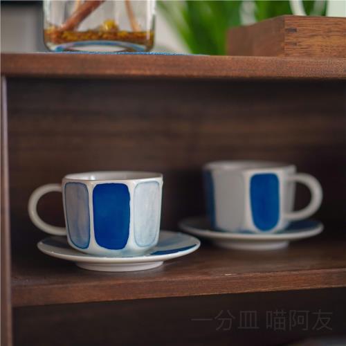 一分皿 北歐風杯子 精致手繪陶瓷咖啡杯 釉下彩紅茶套杯 藍色的窗