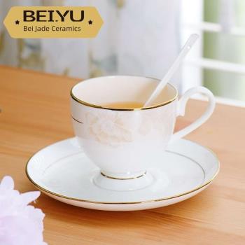 歐式陶瓷卡布奇諾咖啡杯碟帶勺子骨瓷茶具英式下午茶杯子套裝家用
