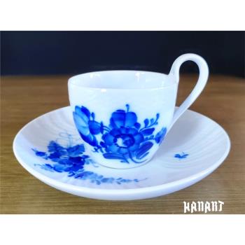 丹麥皇家哥本哈根Royal Copenhagen手繪藍色丹麥之花咖啡杯茶杯碟