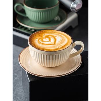 歐式復古咖啡杯拿鐵杯拉花專用掛耳高檔精致陶瓷杯碟意式下午茶具
