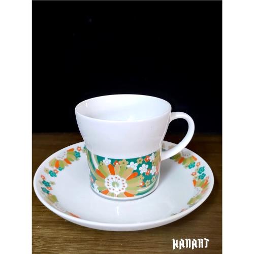 日本Noritake則武綠色花卉圖案骨瓷咖啡杯茶杯碟下午茶日式餐具