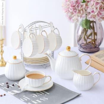 高端歐式小奢華陶瓷咖啡杯碟套裝勺家用花茶杯簡約咖啡杯下午茶具
