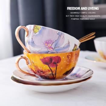 陶瓷咖啡杯碟套裝家用歐式奢華骨瓷簡約英式茶杯整套下午茶茶具