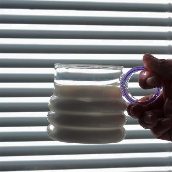 小清新簡約指環把手耐熱玻璃杯個性創意咖啡杯高級辦公室微波爐杯