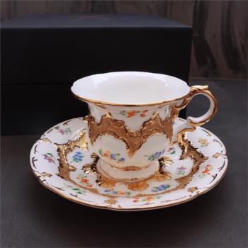 德國梅森MEISSEN瓷器B-Form系列下午茶咖啡杯碟套裝 描金彩繪