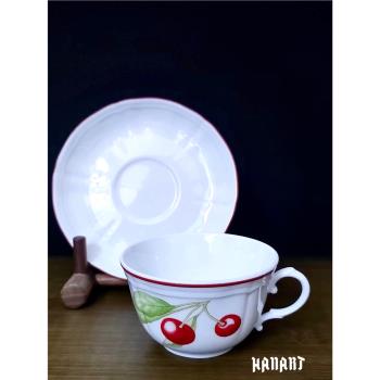 義大利產Richard Ginori手繪櫻桃Antico Doccia 咖啡杯茶杯碟歐式