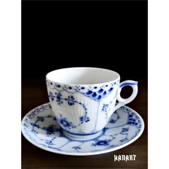 丹麥皇家哥本哈根Royal Copenhagen半蕾絲唐草咖啡杯北歐手繪茶杯