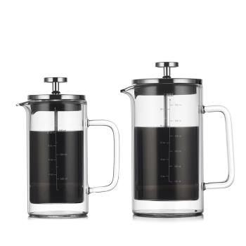 耐熱直身雙層法壓壺玻璃咖啡壺家用咖啡器具法式濾壓手沖壺帶刻度
