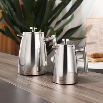 304不銹鋼手沖咖啡法壓壺雙層家用咖啡濾壓壺法式保溫隔熱泡茶壺