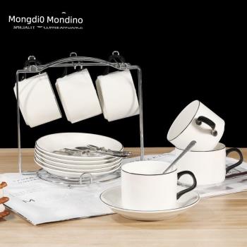 Mongdio歐式陶瓷咖啡杯套裝小精緻簡約家用拿鐵杯掛耳美式杯碟帶