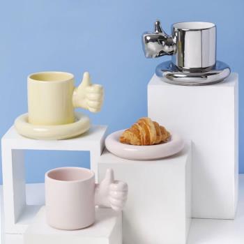 Distinctive Handle Ceramic Coffee Cup and Saucer Fun King Cu