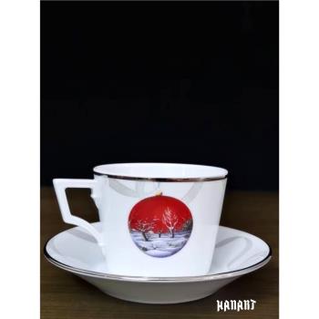 義大利Richard Ginori理查德·基諾理冬季圖茶杯咖啡杯碟對杯套裝