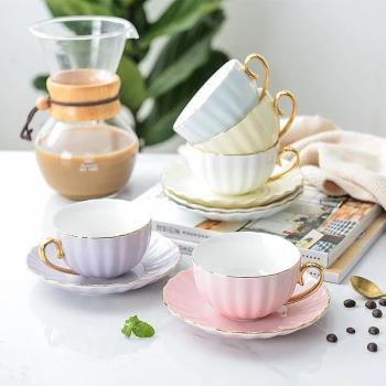 7 Colors Pink Bone China Coffee Cup And Saucer Spoon One Set