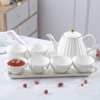 茶杯套裝下午茶陶瓷咖啡杯茶壺茶具托盤茶具英式帶家用歐式套裝花