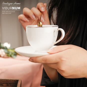 瑤華 歐式骨瓷家用陶瓷咖啡杯套裝 簡約創意金邊下午茶咖啡杯碟